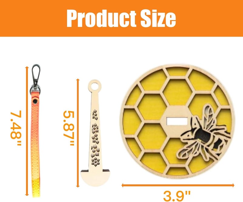 Fertrey 2Pcs Portable Wooden Wrist Yarn Holder with Leather Strap, Knitting and Crocheting Craft Tool, Yarn Storage Spinner for Crochet Travel(Bee & Cat) - Image 3